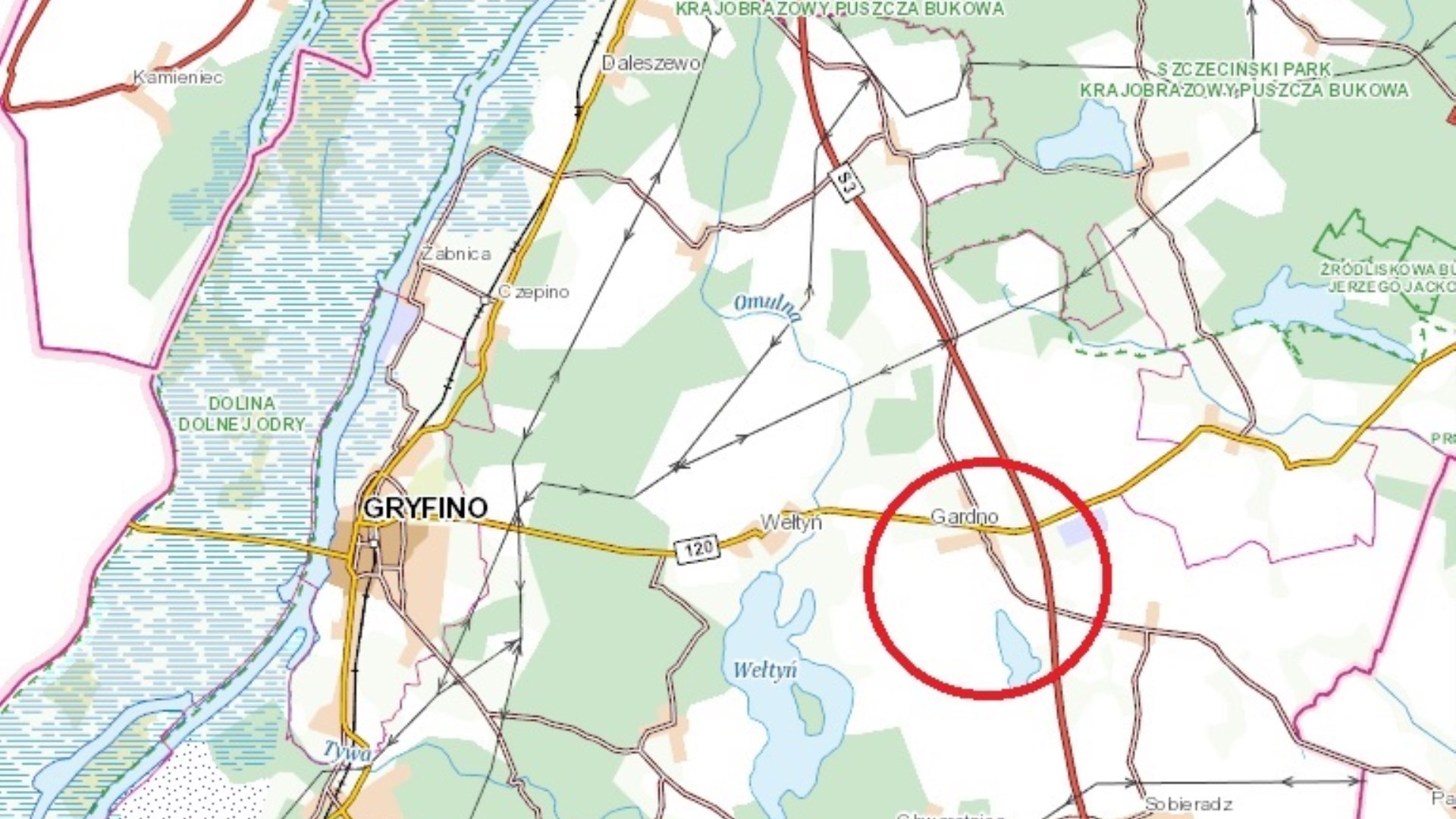 działka budowlana 9000m2 Gardno gm. Gryfino